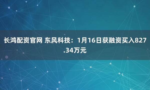长鸿配资官网 东风科技：1月16日获融资买入827.34万元